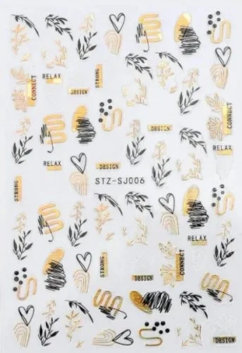 Nagelsticker - Aufkleber selbstklebend - Nail Sticker - Schwarz Gold Metallic